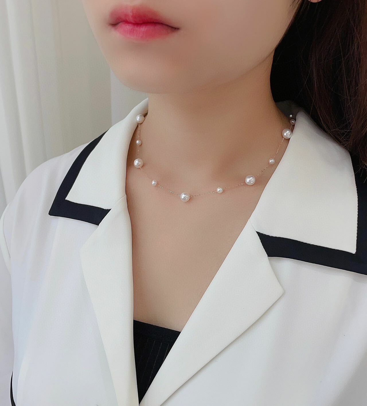 18K玫瑰金珍珠頸鏈