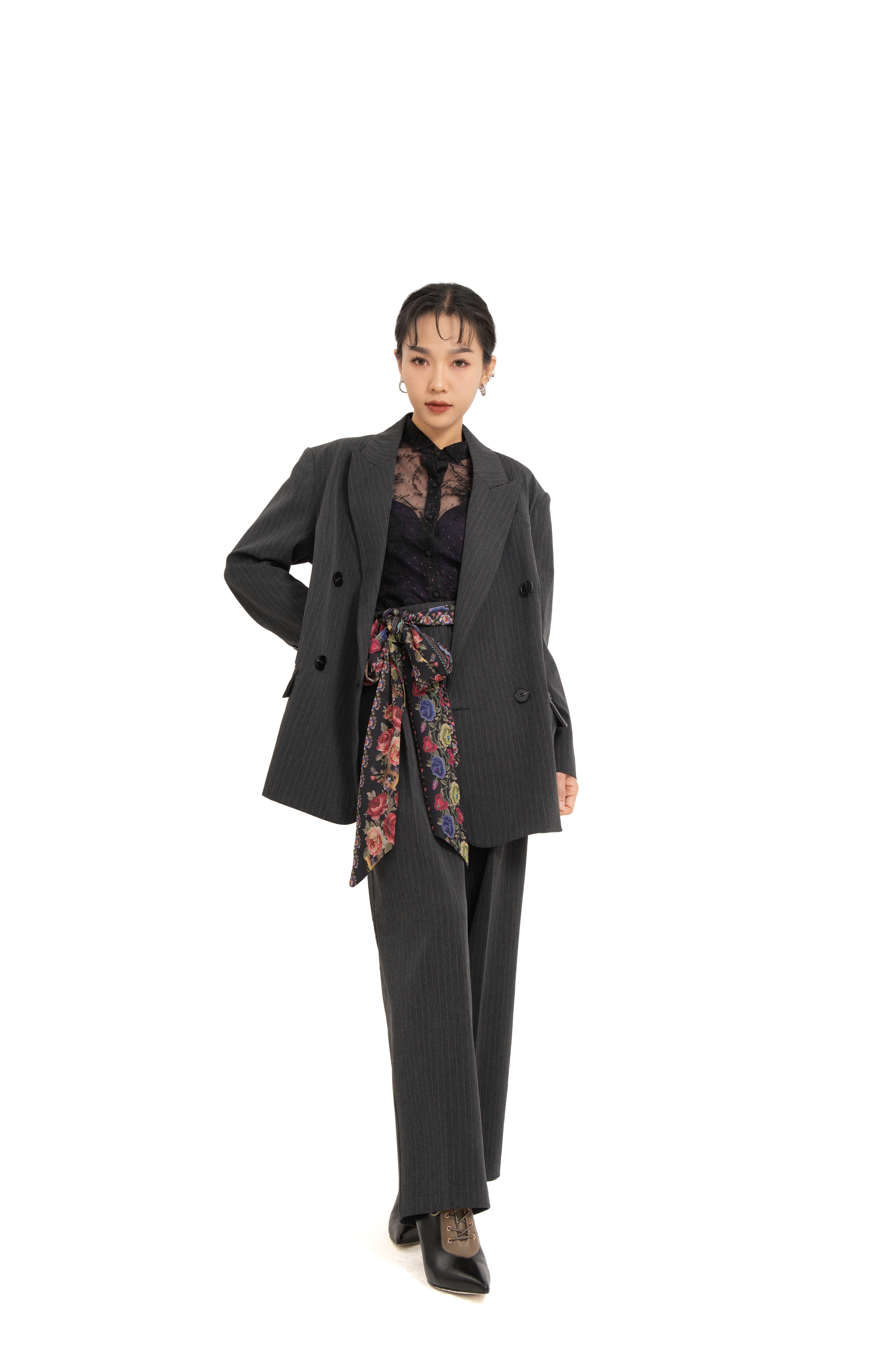 闊筒條子西褲（限量現貨）