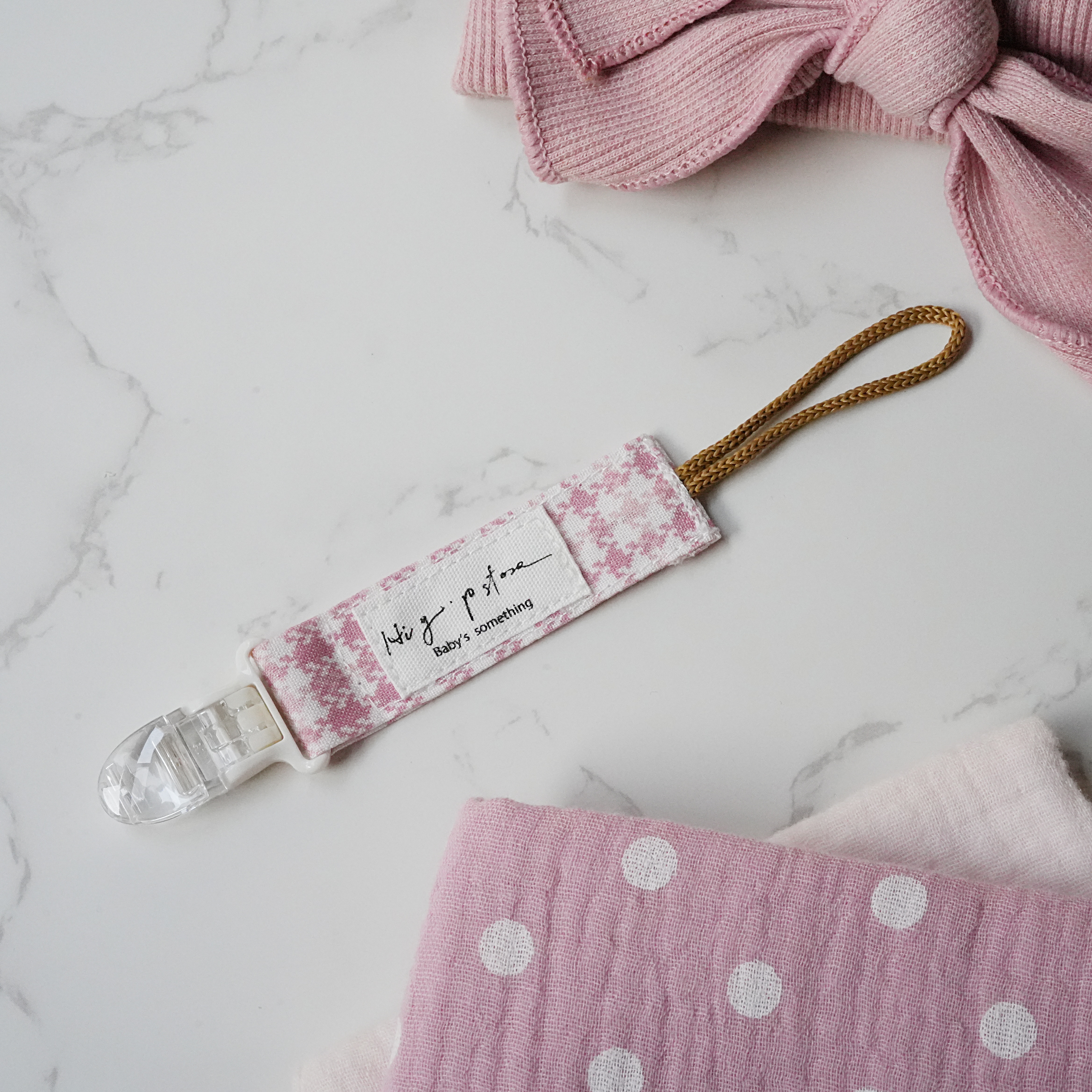 Hi Y.P store-短版鱷魚夾-粉千鳥格