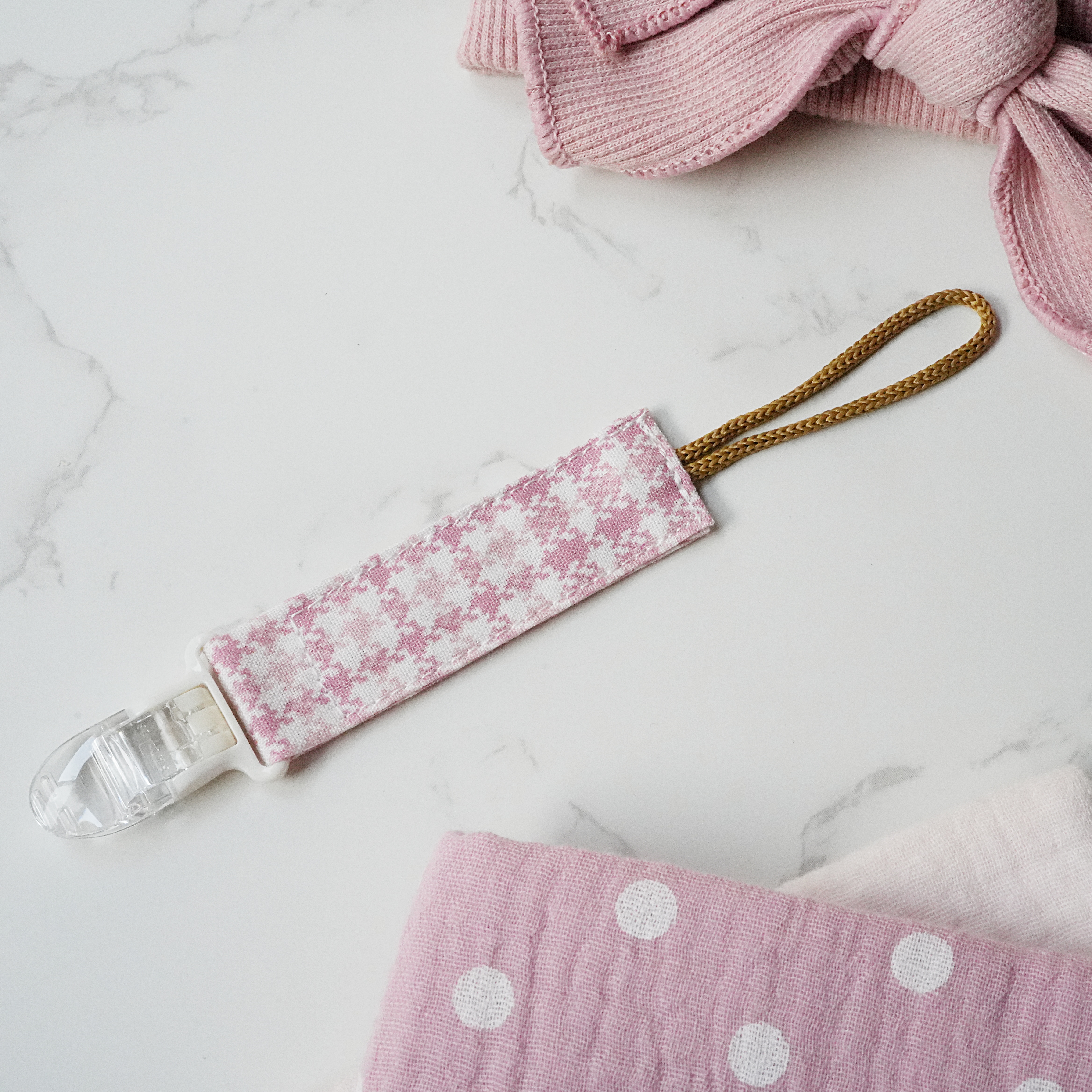 Hi Y.P store-短版鱷魚夾-粉千鳥格