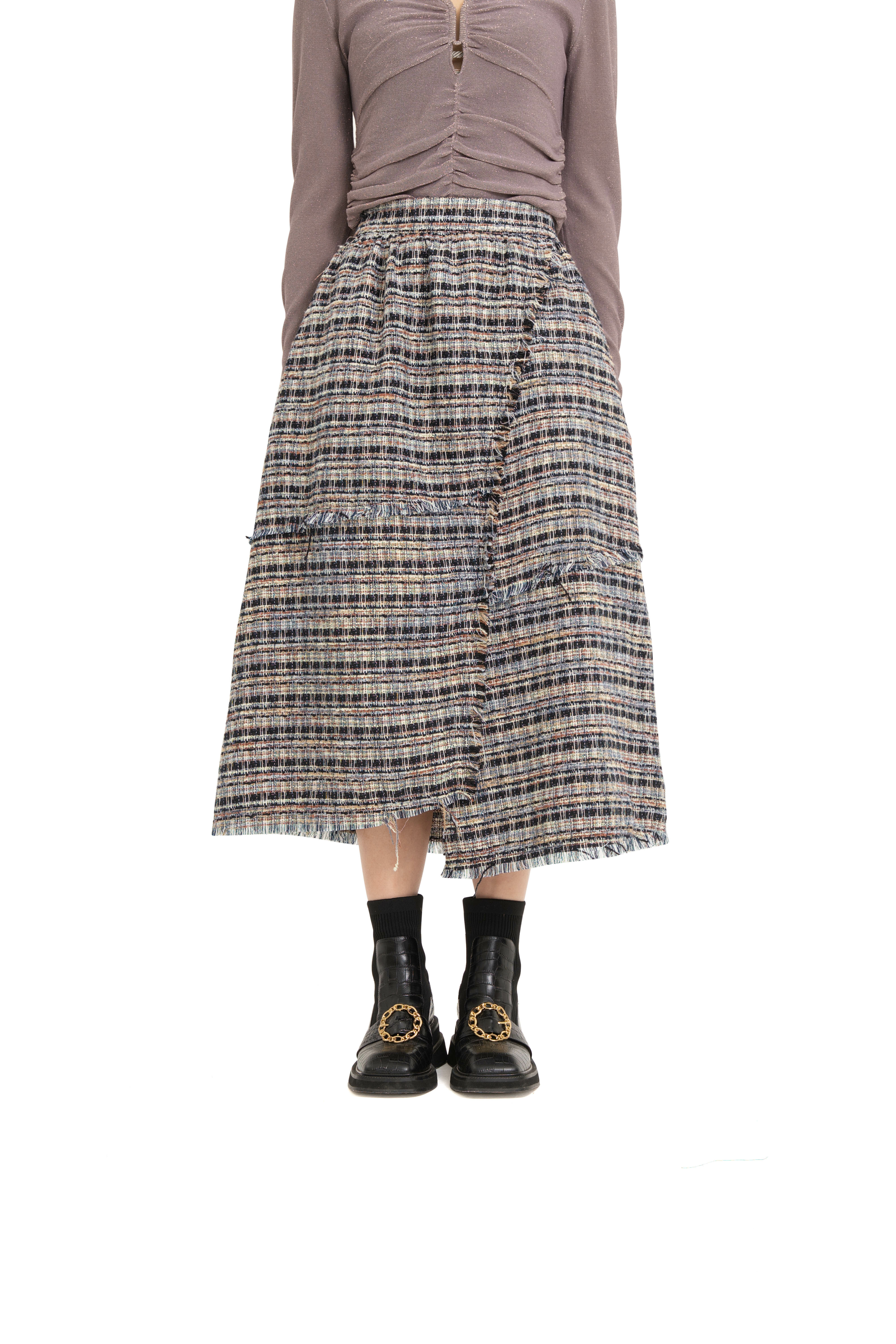 左右冚披邊tweed A裙（限量現貨）