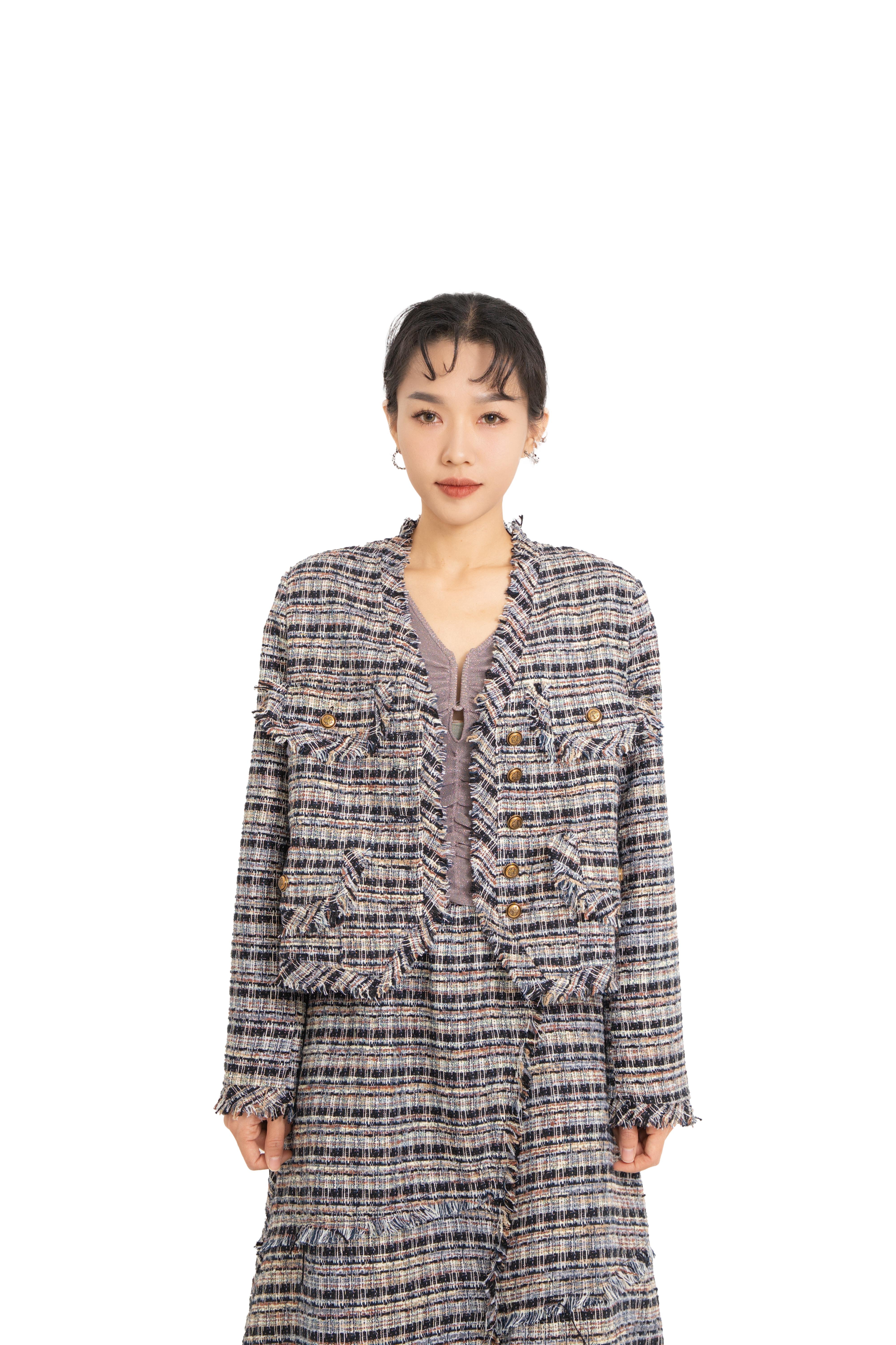 披邊tweed四袋短外套（*限量現貨）