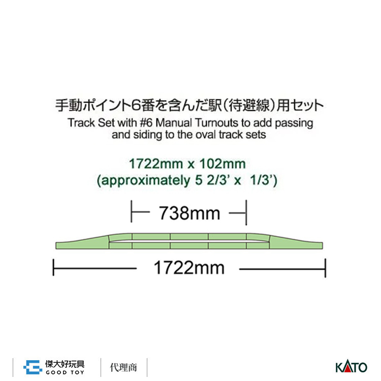 KATO 3-112 (HO) UNITRACK 手動道岔6號待避線套裝組