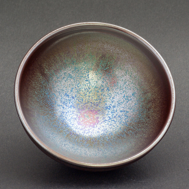 鹿港窯禮品館｜高溫曜變金萃紫羅蘭天目釉鬥茶碗