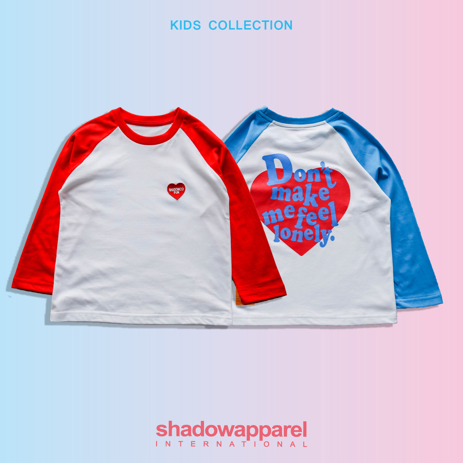 【車庫服飾】SHADOW 2023FW HEART LS TEE KIDS / 愛心貼布接袖童長T