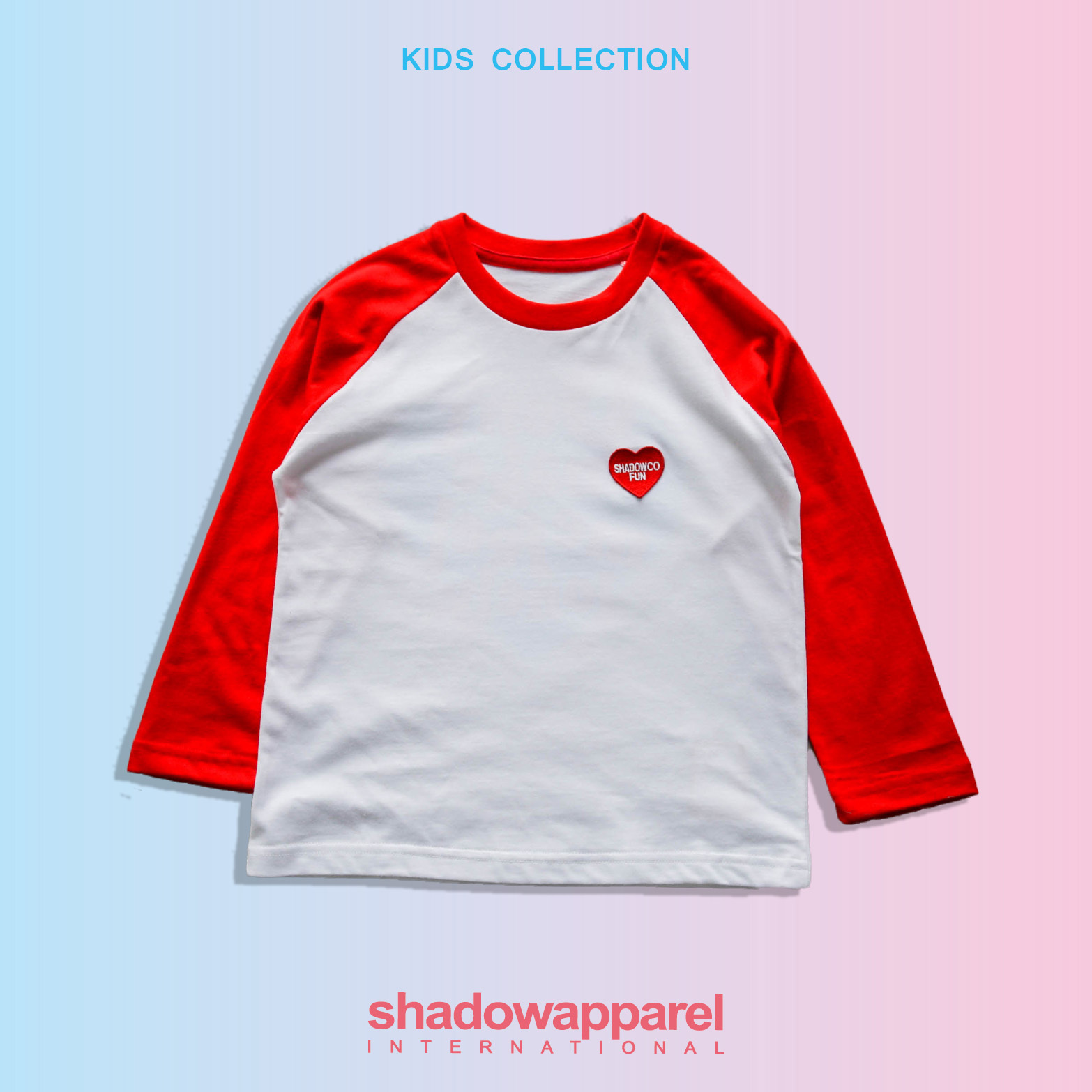 【車庫服飾】SHADOW 2023FW HEART LS TEE KIDS / 愛心貼布接袖童長T