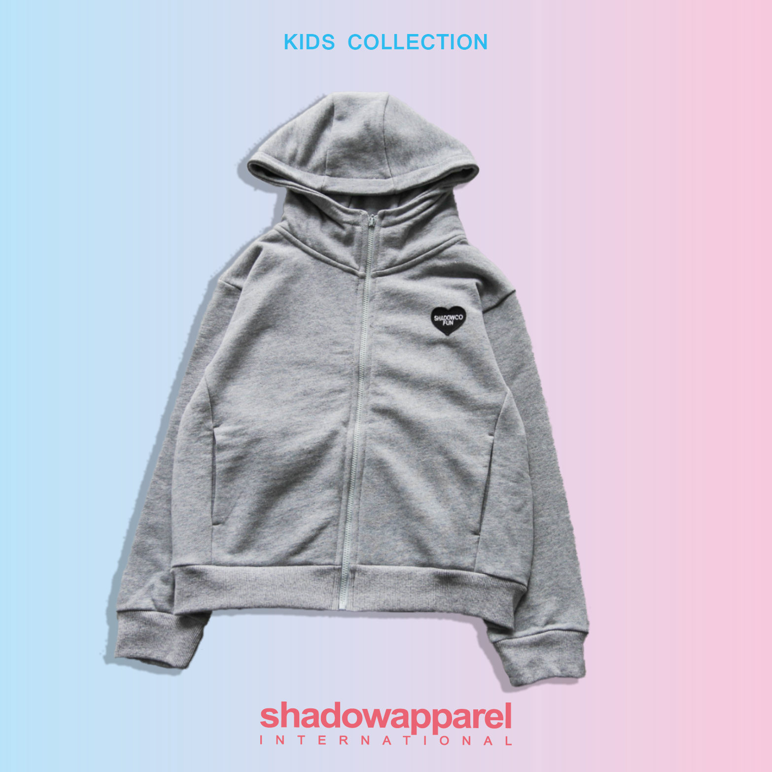 【車庫服飾】SHADOW 2023FW HEART ZIP HOOD KIDS / 貼布愛心連帽外套