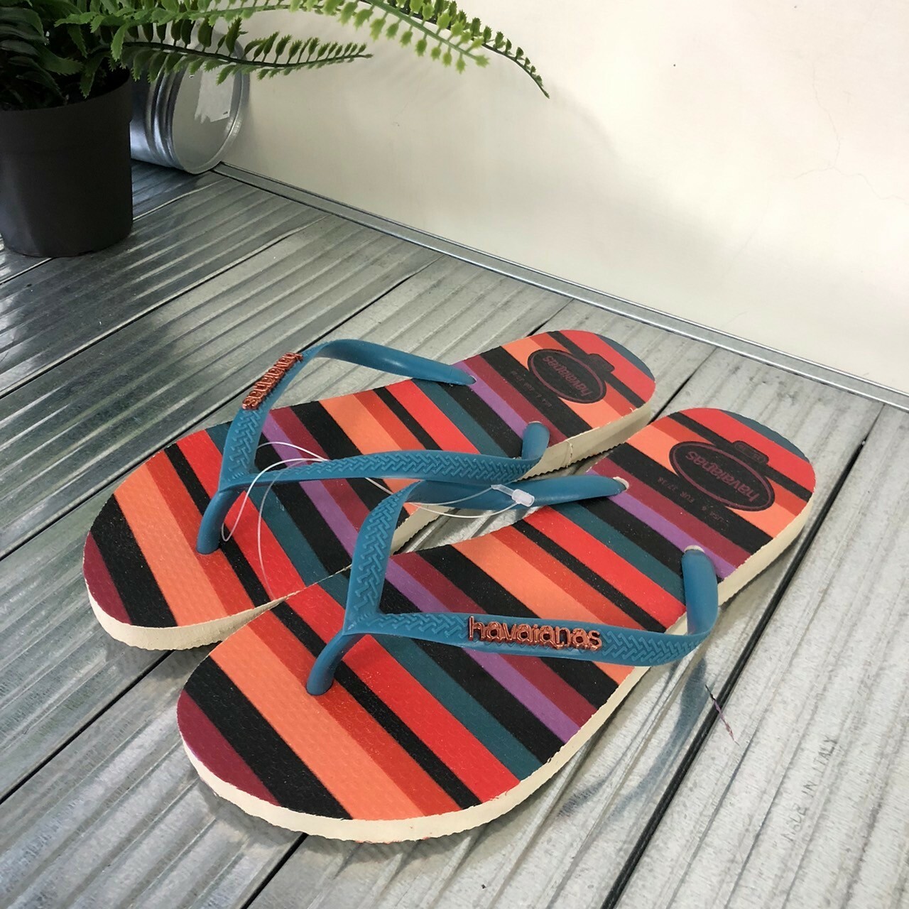 Havaianas 哈瓦仕Slim Patchwork拖鞋女鞋夾腳拖幾何圖形跳色 彩色 4148944-9659W