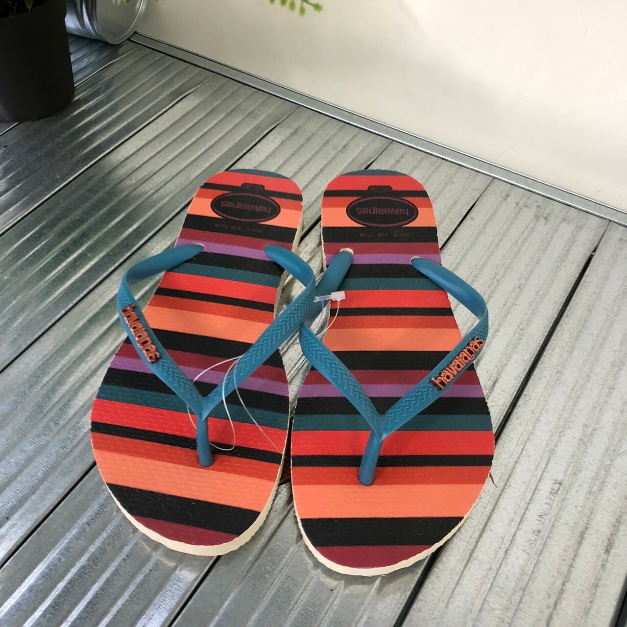 Havaianas 哈瓦仕Slim Patchwork拖鞋女鞋夾腳拖幾何圖形跳色 彩色 4148944-9659W
