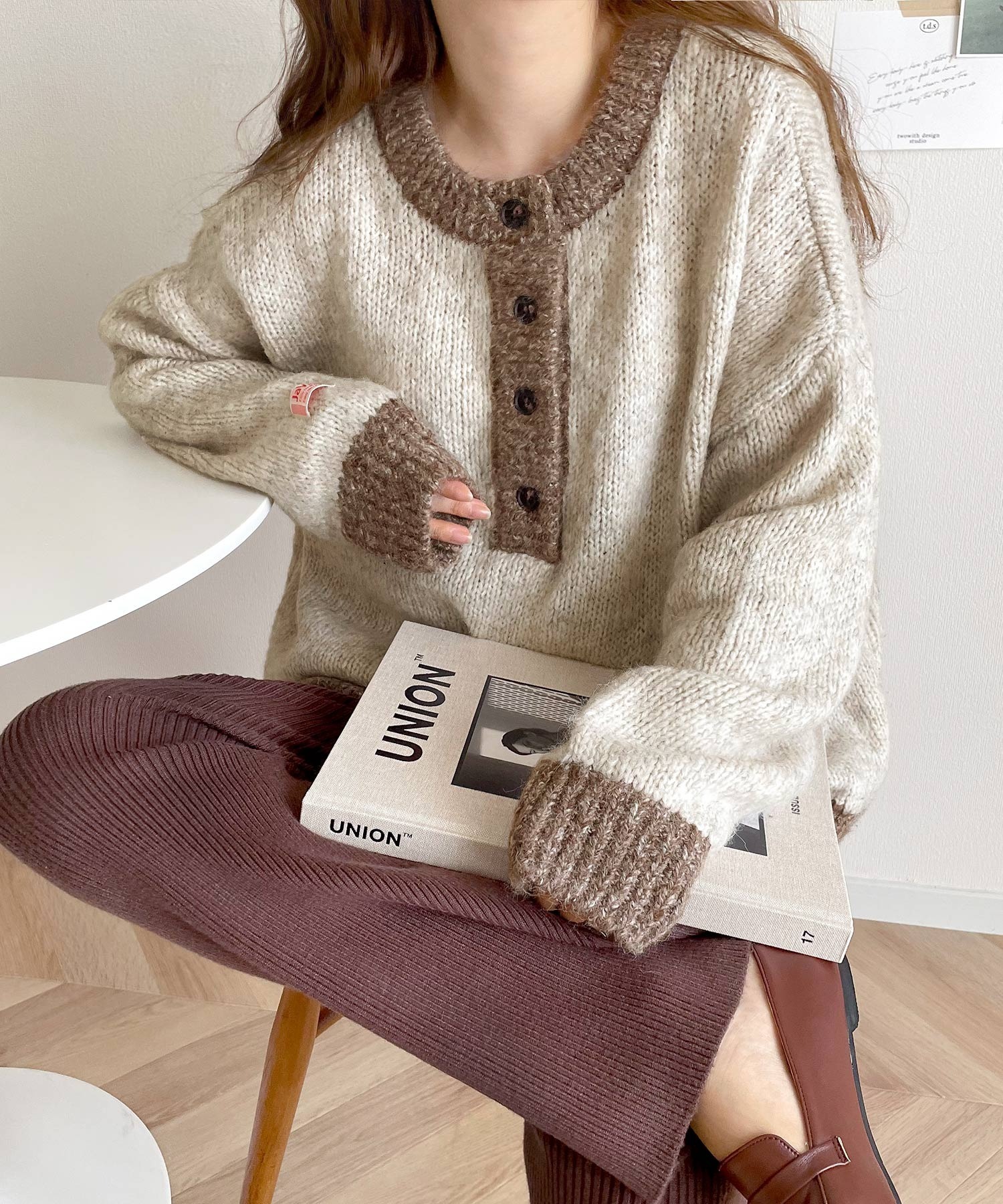 🇯🇵 日系品牌 JAVA 針織毛衣 2WAY 雙面穿 絨毛 排扣 / 現貨✨