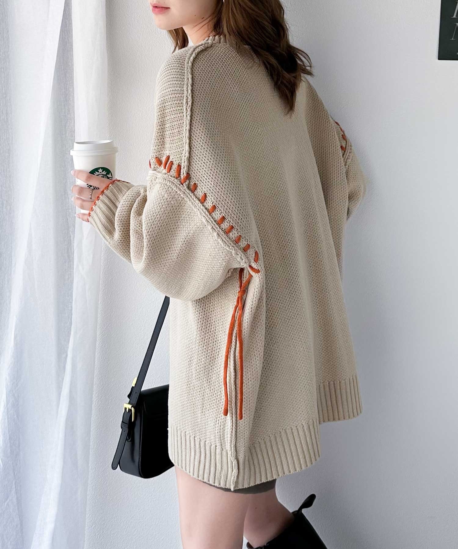 🇯🇵 日系品牌 JAVA 針織毛衣 針織衣 外縫線 撞色 寬鬆 / 預購