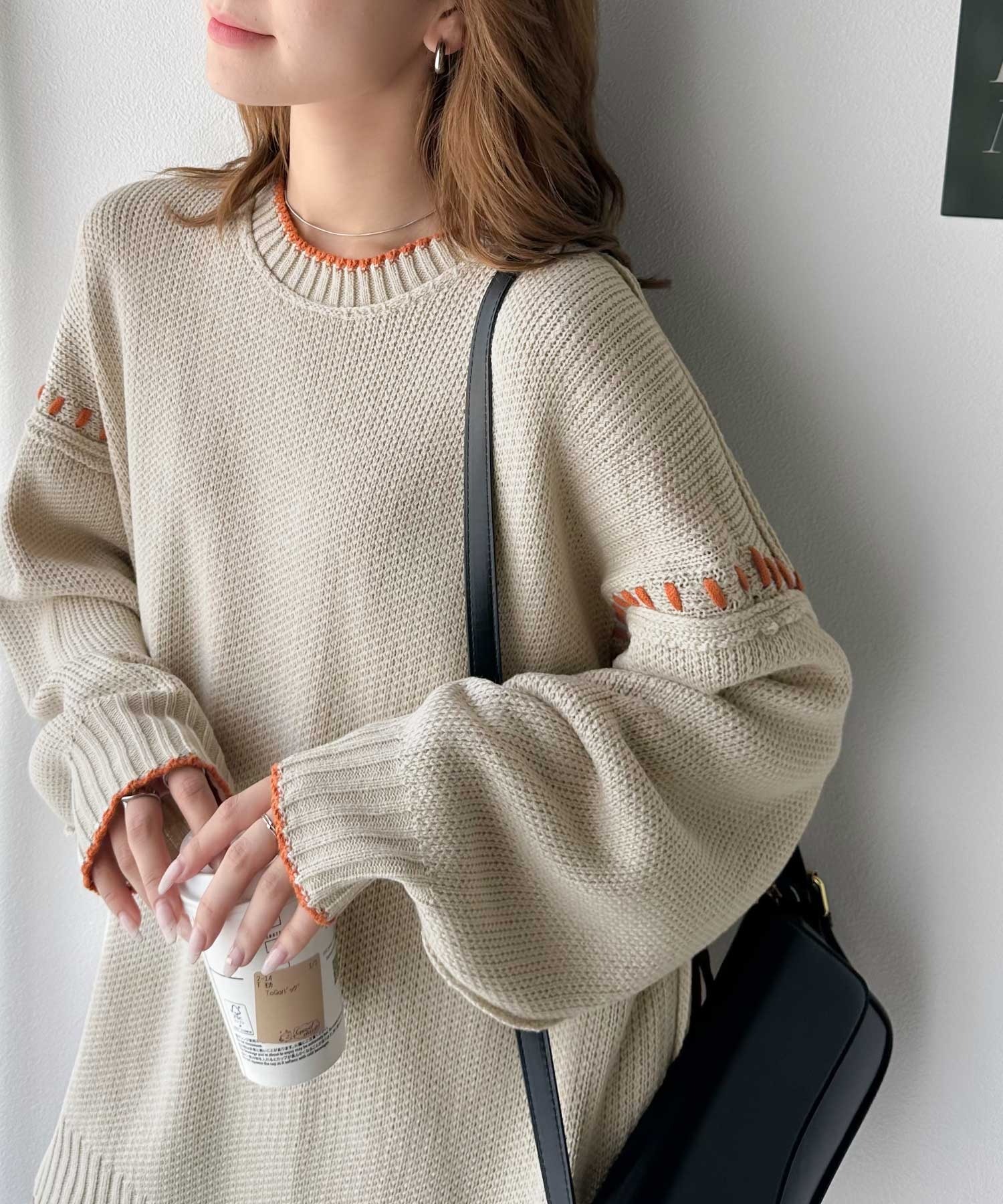 🇯🇵 日系品牌 JAVA 針織毛衣 針織衣 外縫線 撞色 寬鬆 / 預購