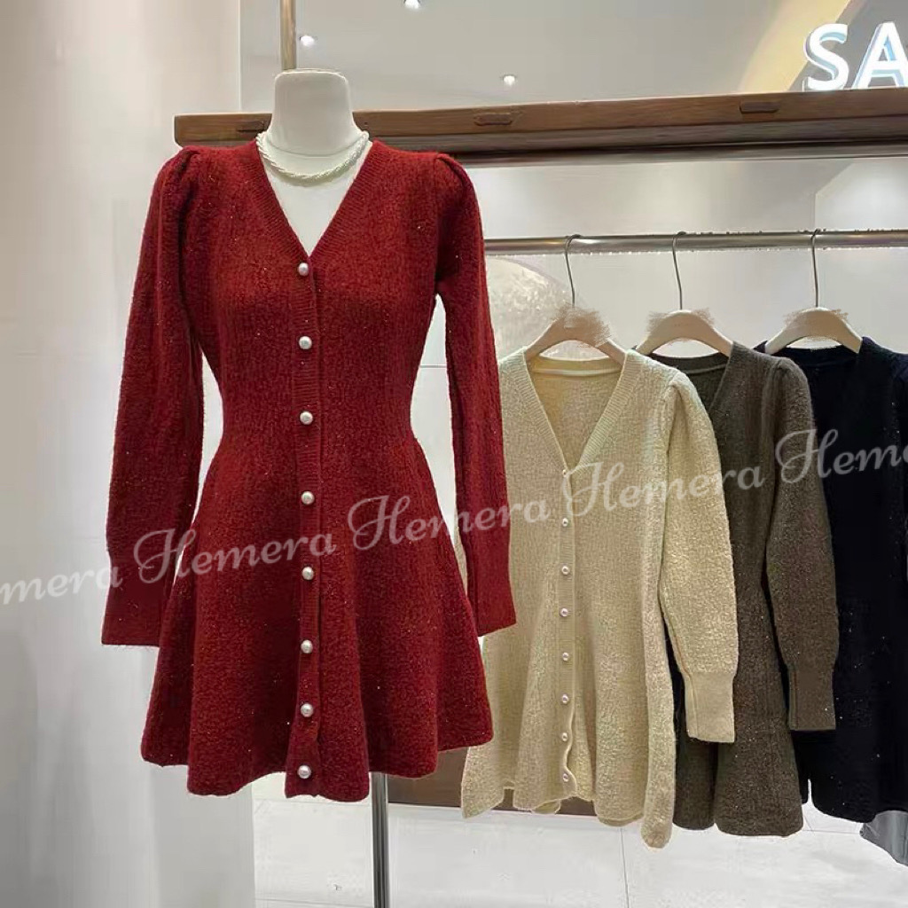 IN STOCK： DR23W1244 金閃閃珠珠連身裙