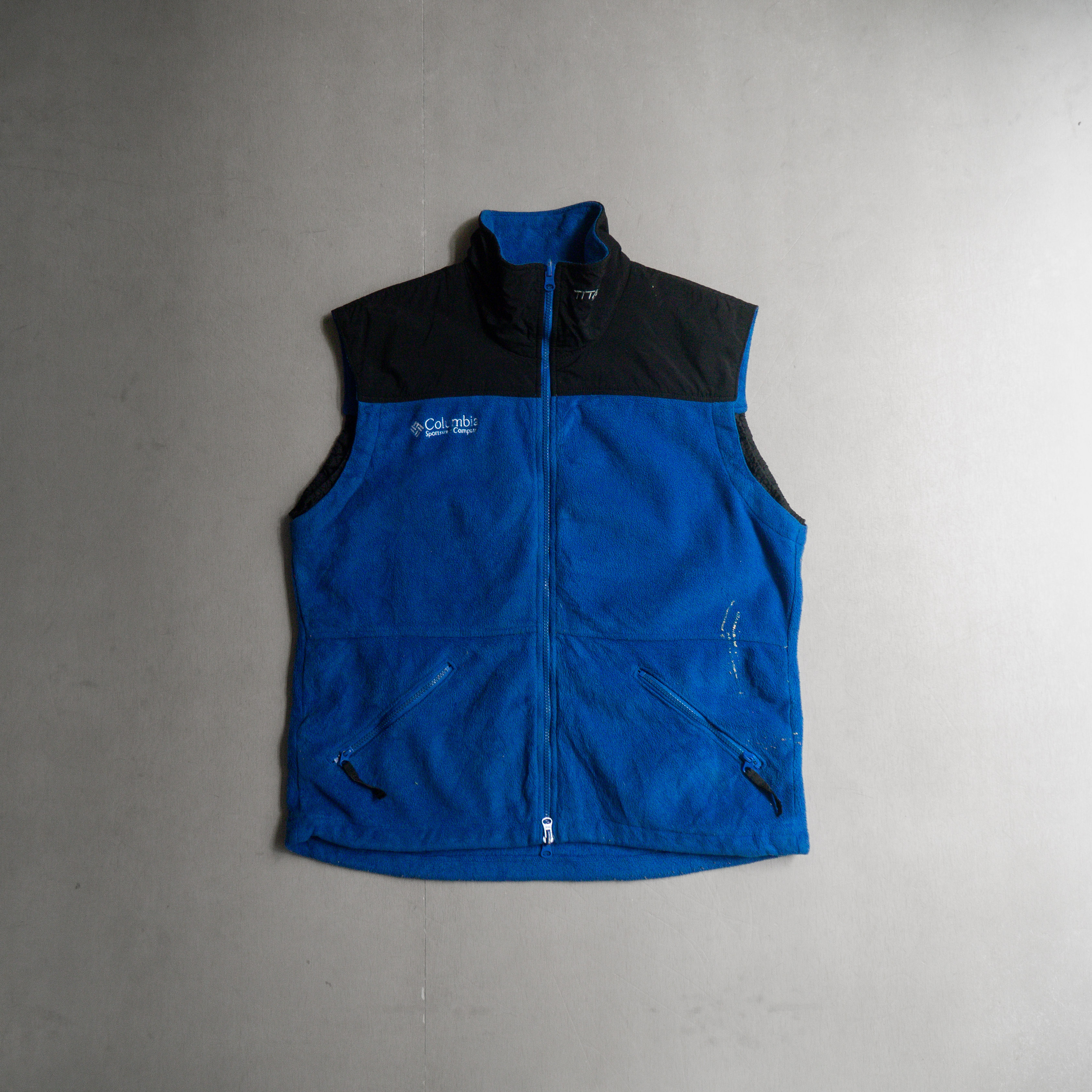 COLUMBIA FLEECE VEST 藍色 高領 刷毛 戶外 中層 背心