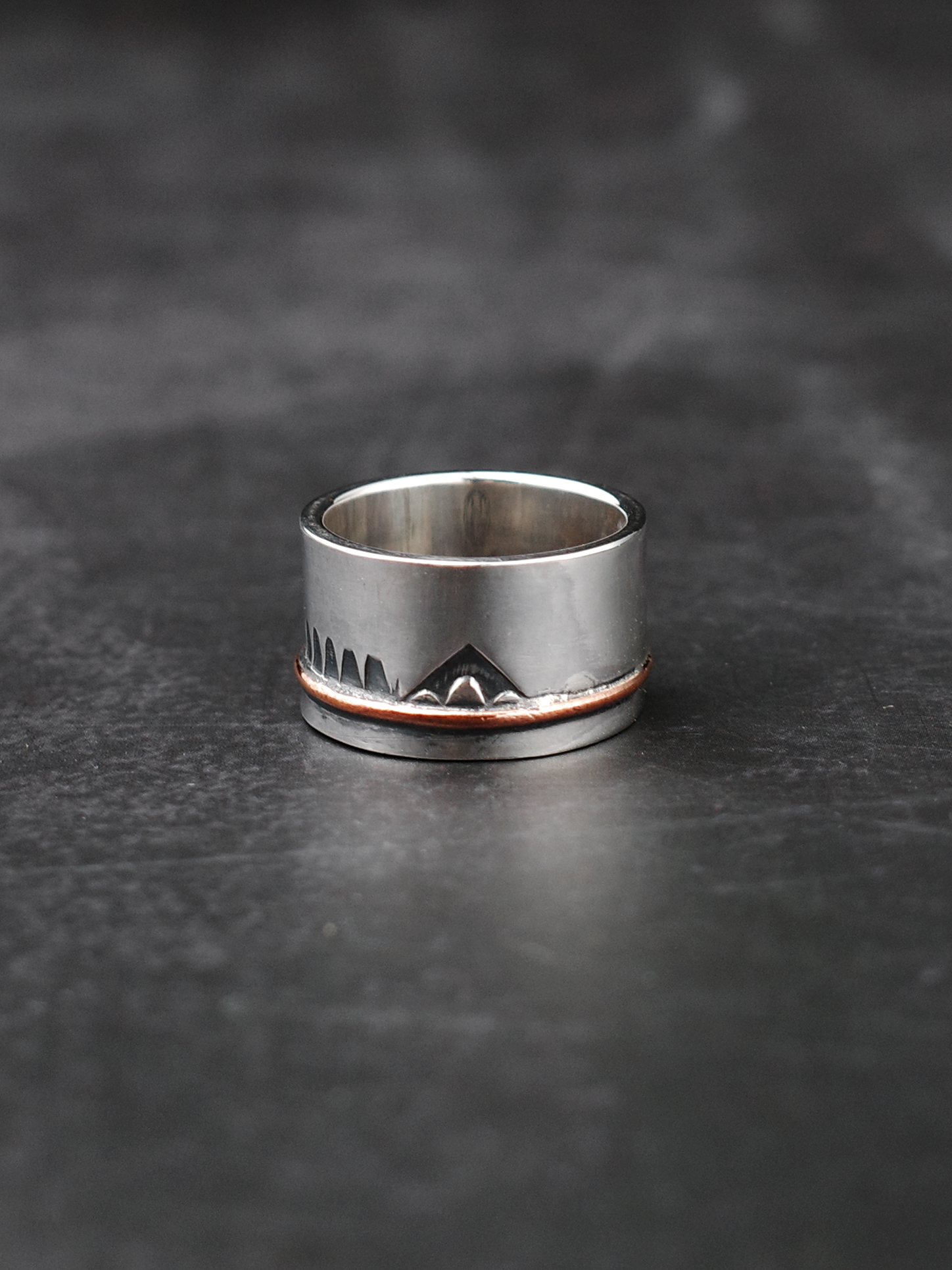 North Works 紅銅寬版銀戒 W-506