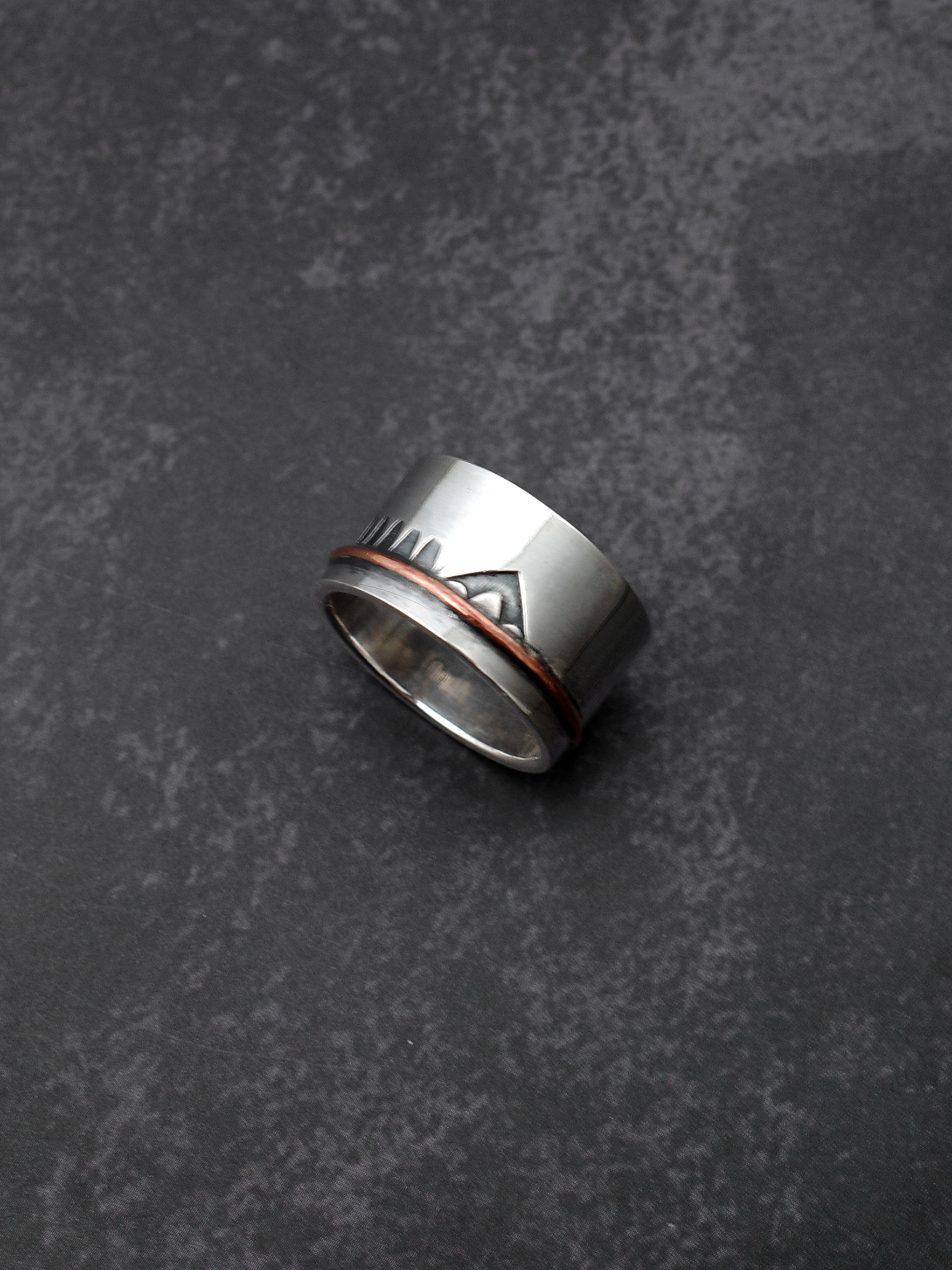 North Works 紅銅寬版銀戒 W-506