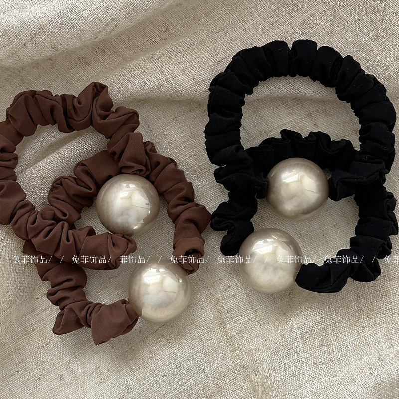 《3480》香檳色大珍珠髮圈
