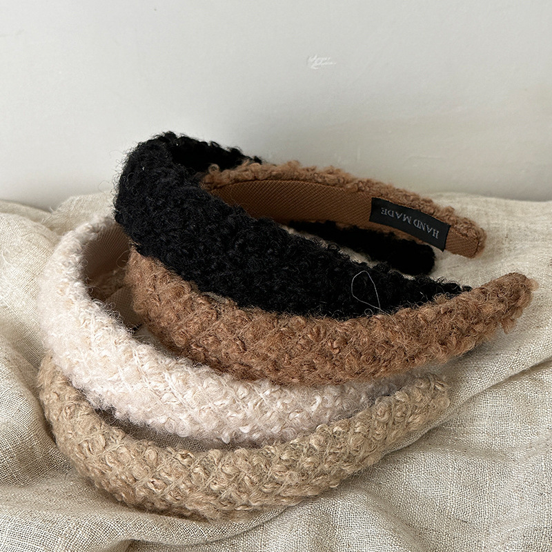 《3481》秋冬咖色羊羔毛髮箍