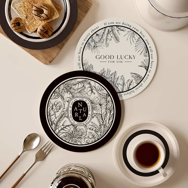 《3482》黑白復古硅藻泥隔熱杯墊