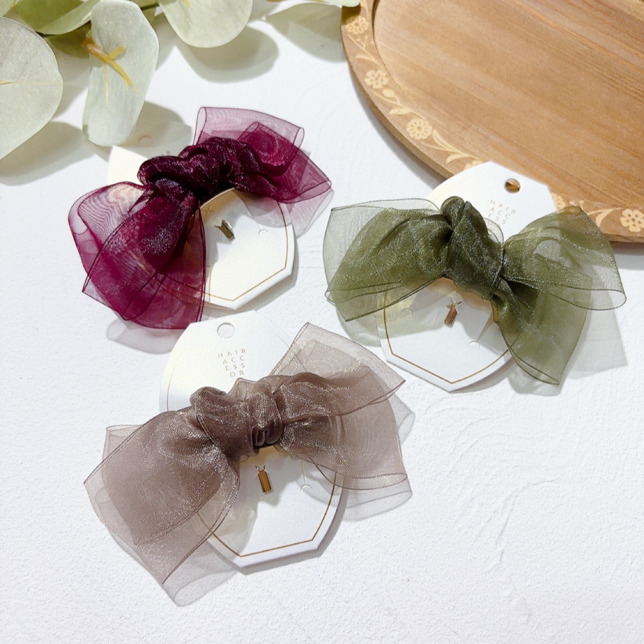網紗蝴蝶結髮圈插
