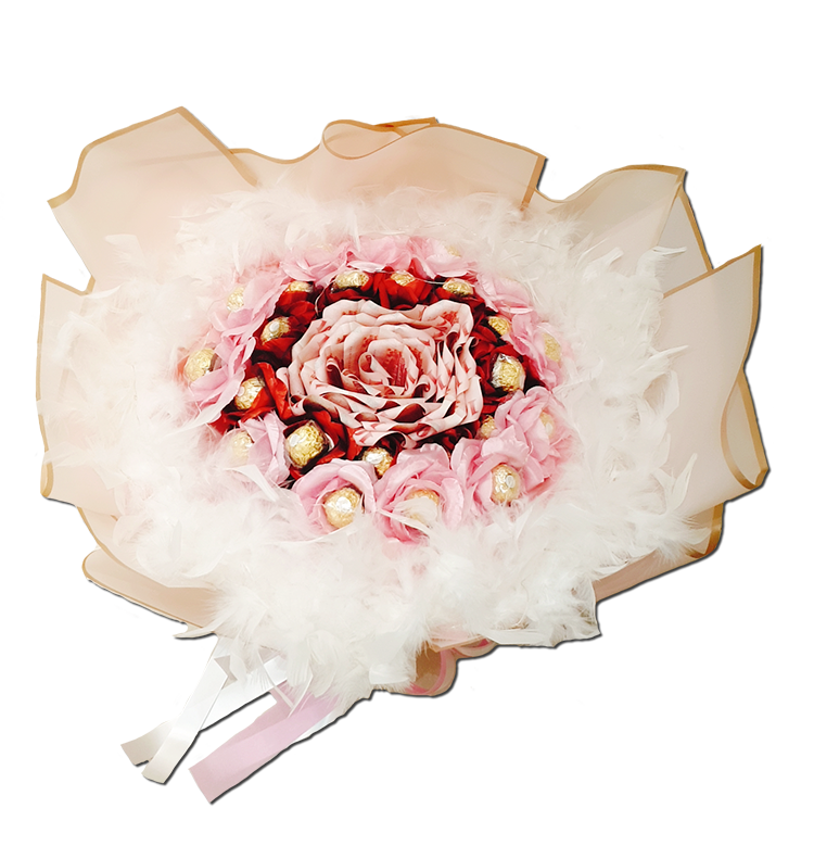 鈔票花束,有錢花,桃園鈔票花束,桃園花店,36張百元鈔票金莎花束,粉色包裝