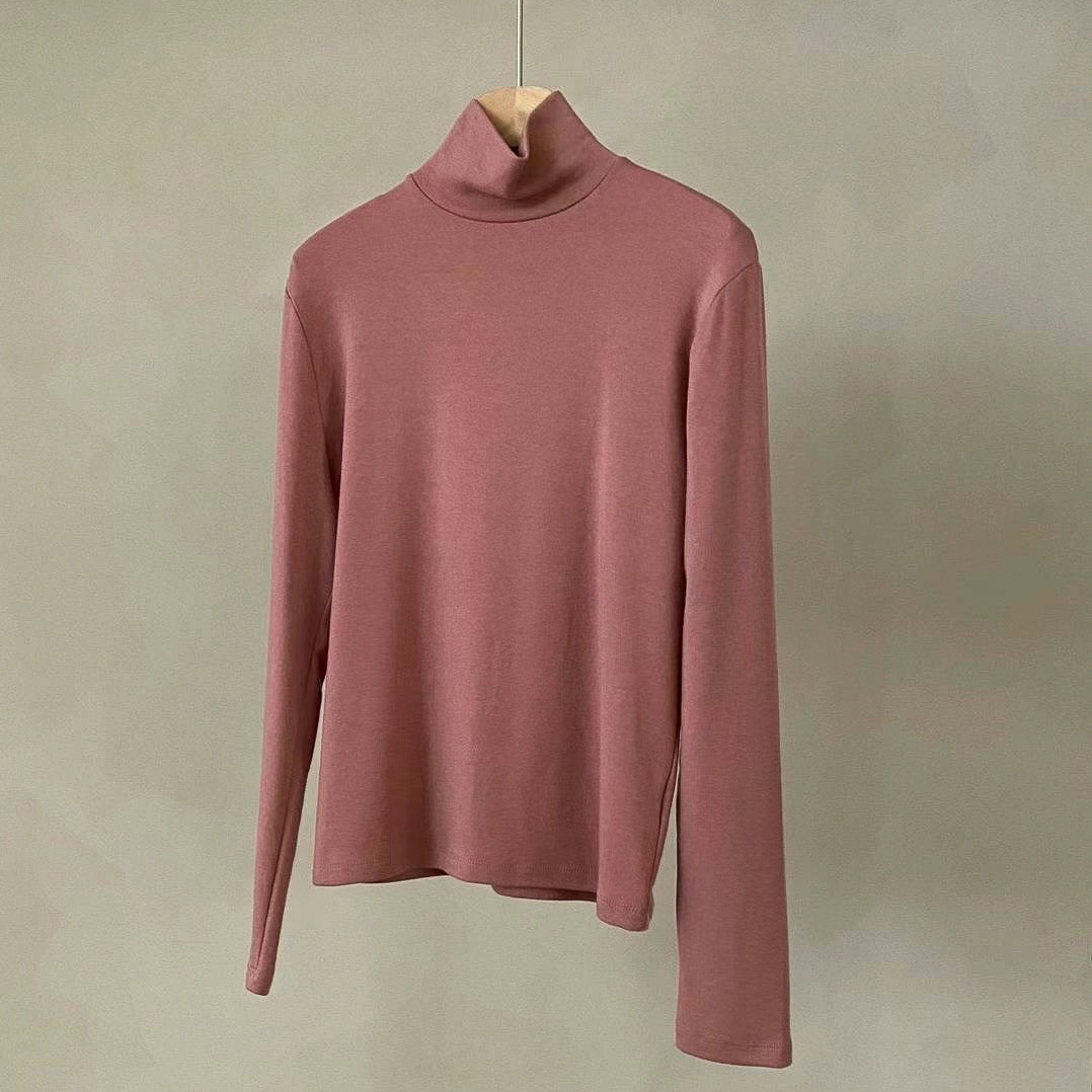 天絲羊毛立領T(藍/粉)