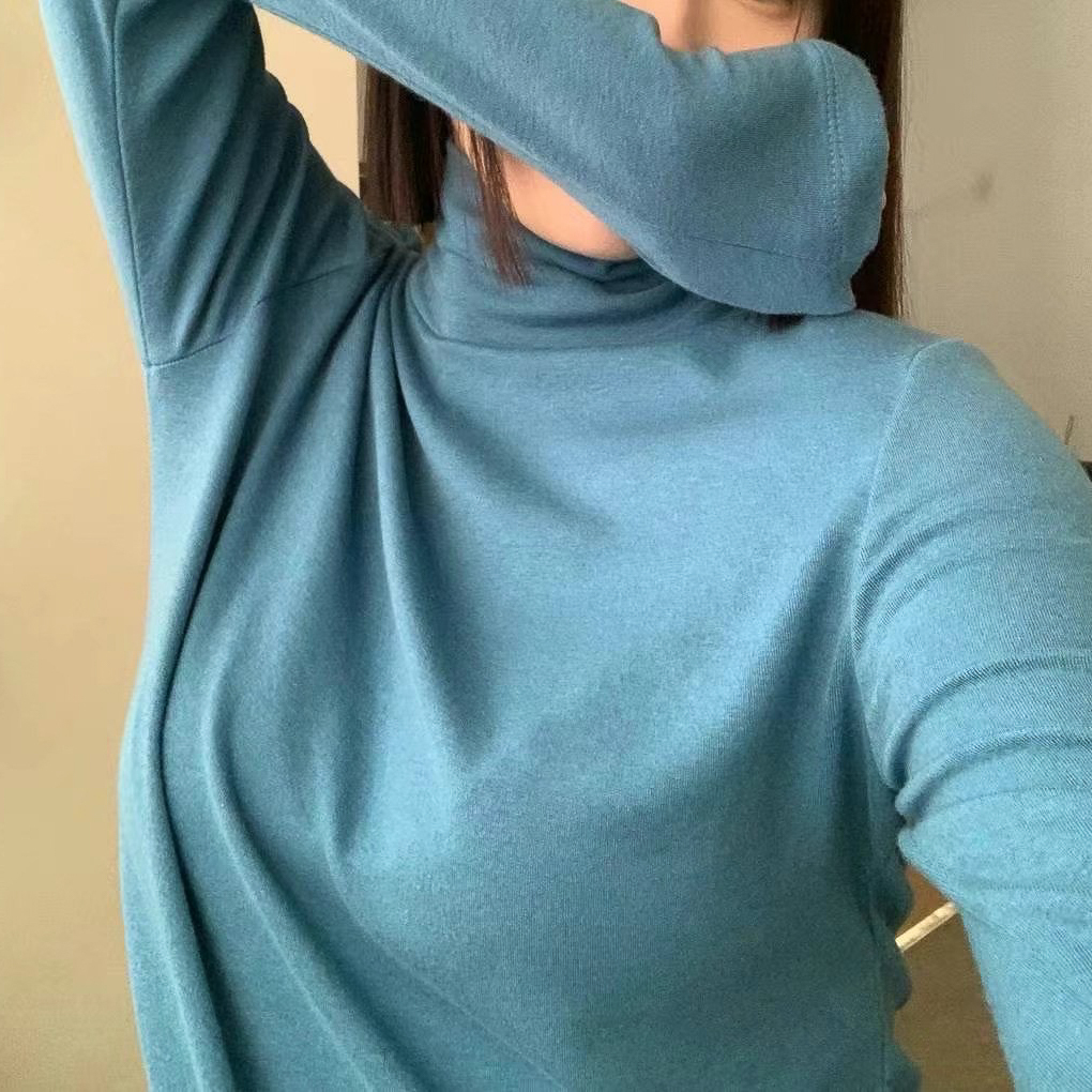 天絲羊毛立領T(藍/粉)