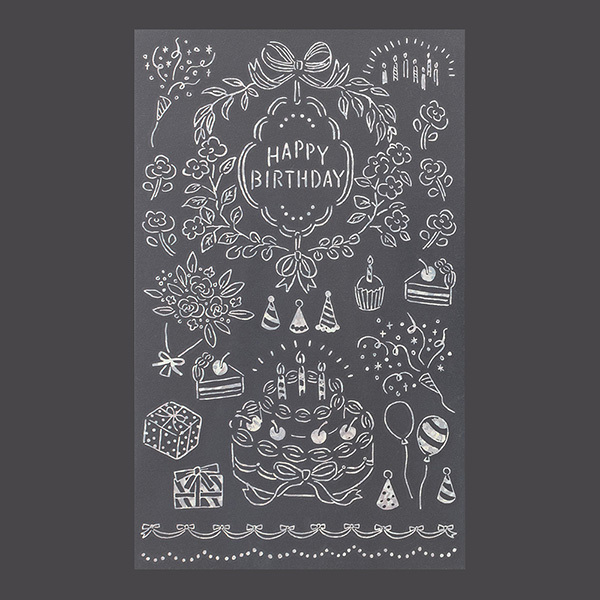 生日 銀箔轉印貼紙｜日本MIDORI