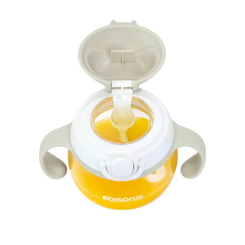 EDISON MAMA Animaru Mug 重力球學習吸管杯200ml-米色