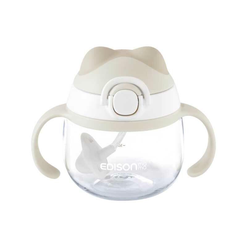 EDISON MAMA Animaru Mug 重力球學習吸管杯200ml-米色