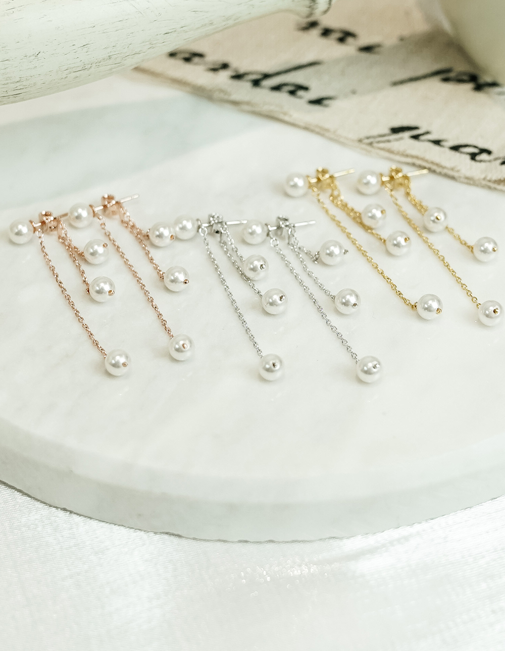 925 純銀雙層多戴法施華洛世奇珍珠耳環