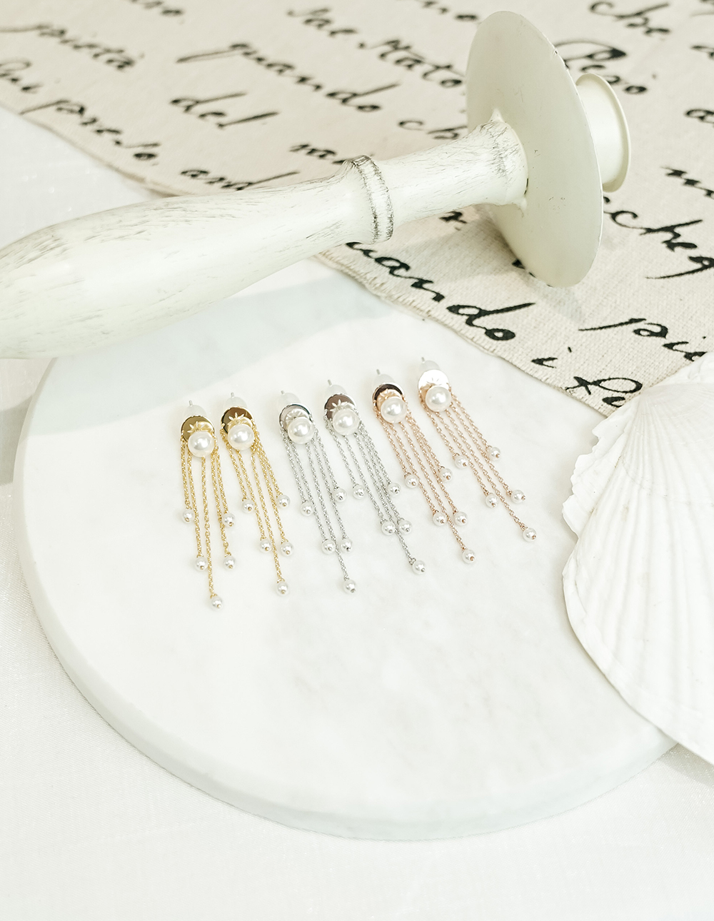 925 純銀施華洛世奇珍珠流蘇耳環