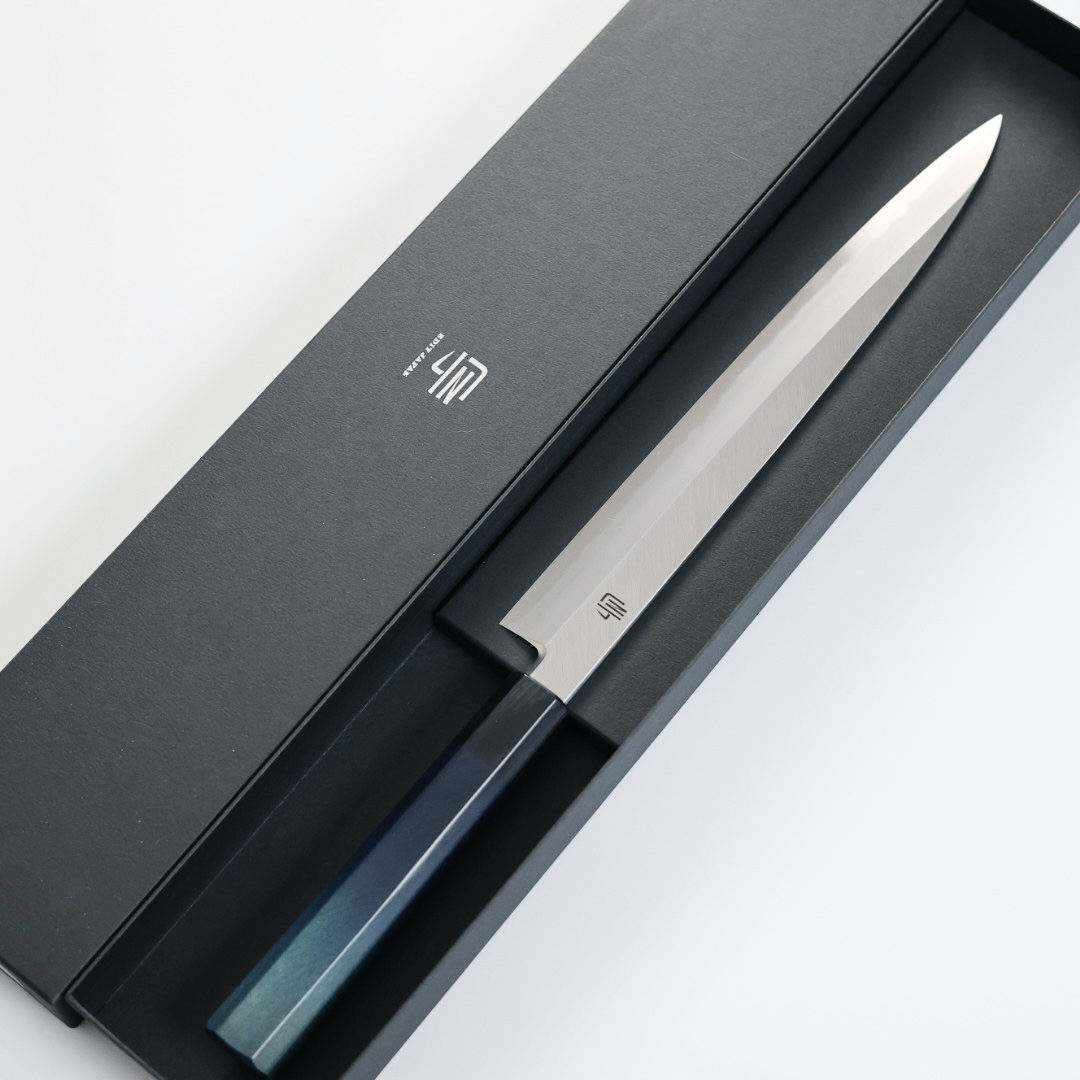 藍包丁 柳刃 240mm 白紙鋼 左手/付鞘