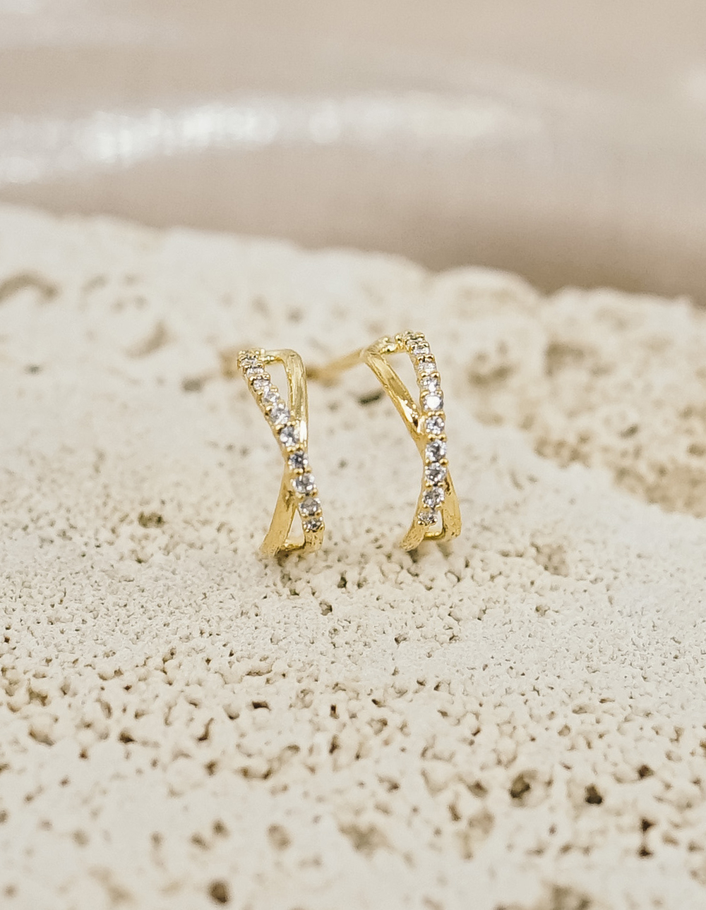 925 純銀交織排鑽耳環