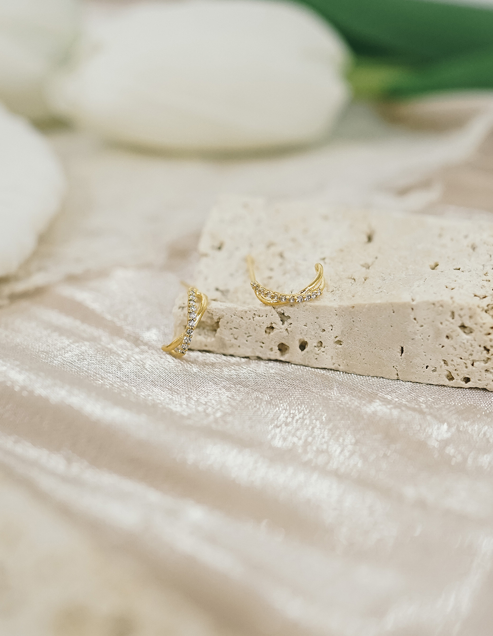 925 純銀交織排鑽耳環