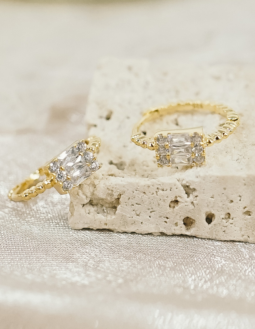 925 純銀方鑽圈型耳環