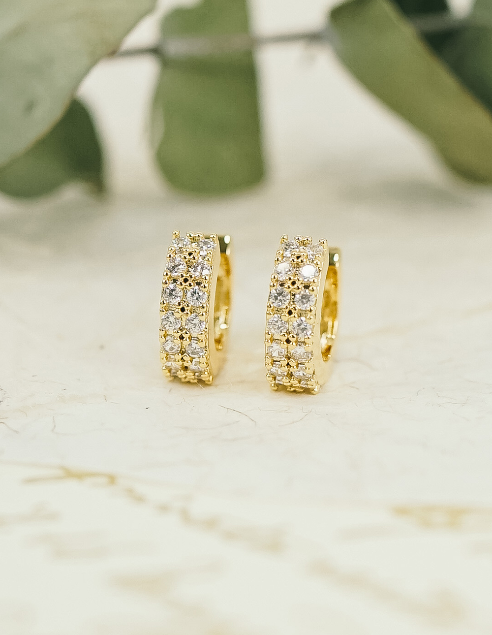 925 純銀寬版雙排鑽圈型耳環