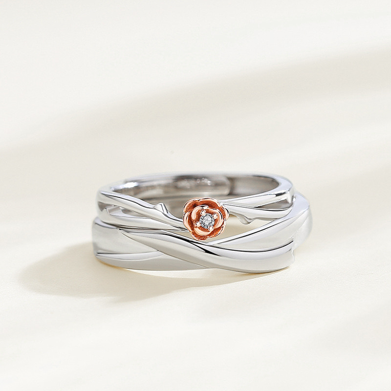「小王子和玫瑰花」情侶戒指💍 ｜S925純銀或鍍銀｜活口對戒｜免費刻字✒️｜