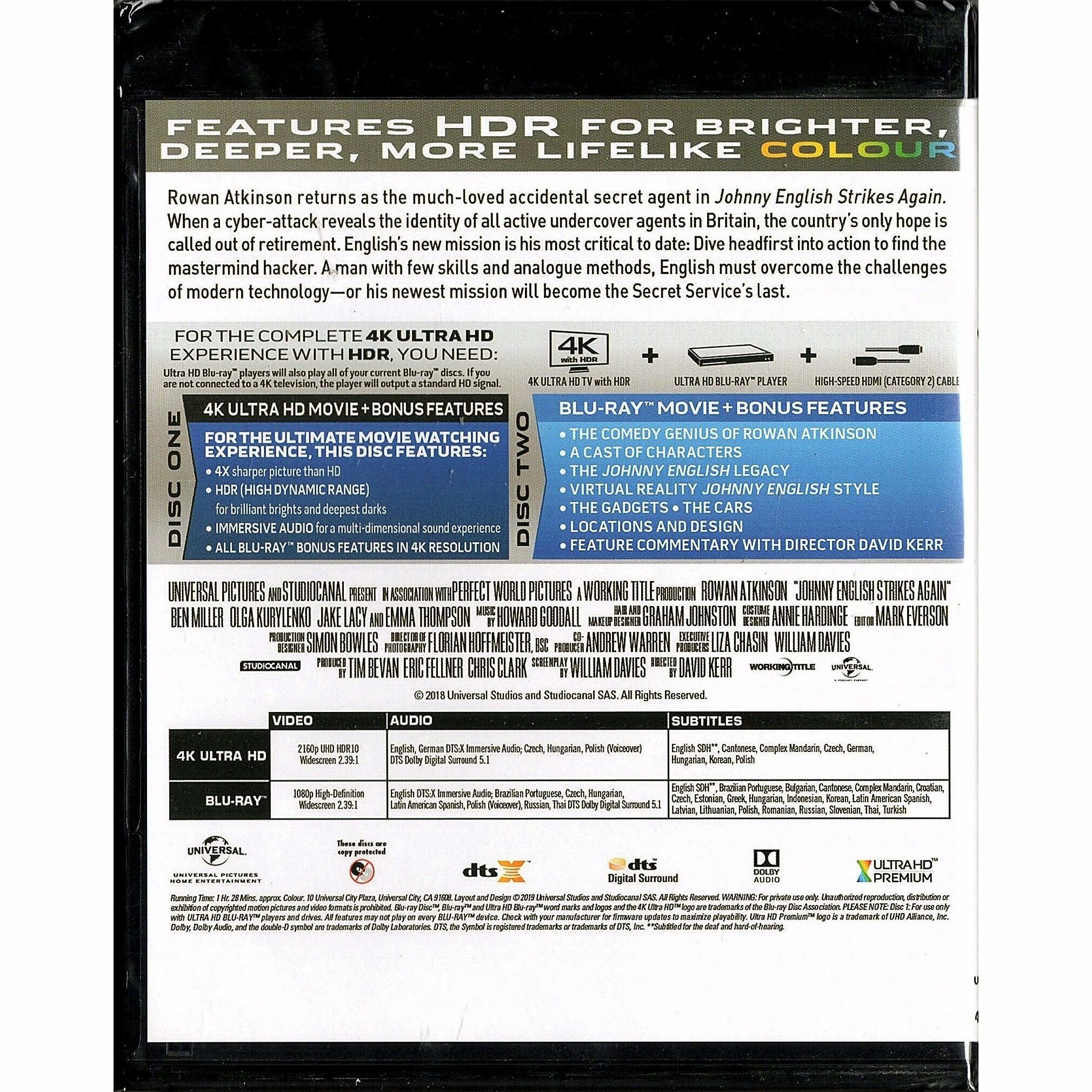 Johnny English Strikes Again《特務戇J：神級歸位》(2018) (4K Ultra HD + Blu-ray) (香港版)