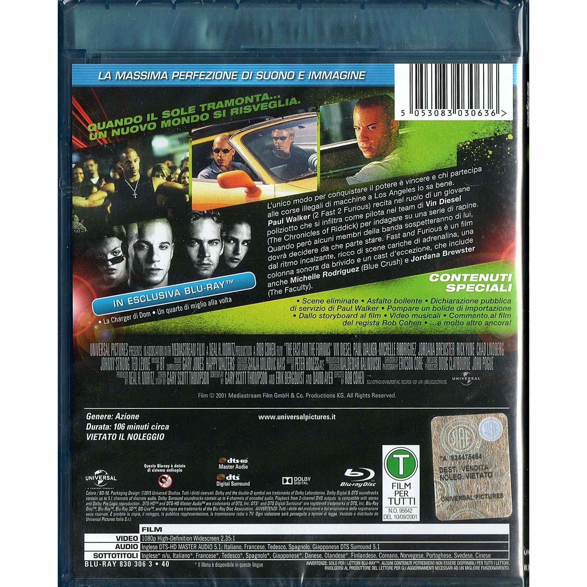 The Fast and the Furious (2001) (Blu-ray) (Italy Version)