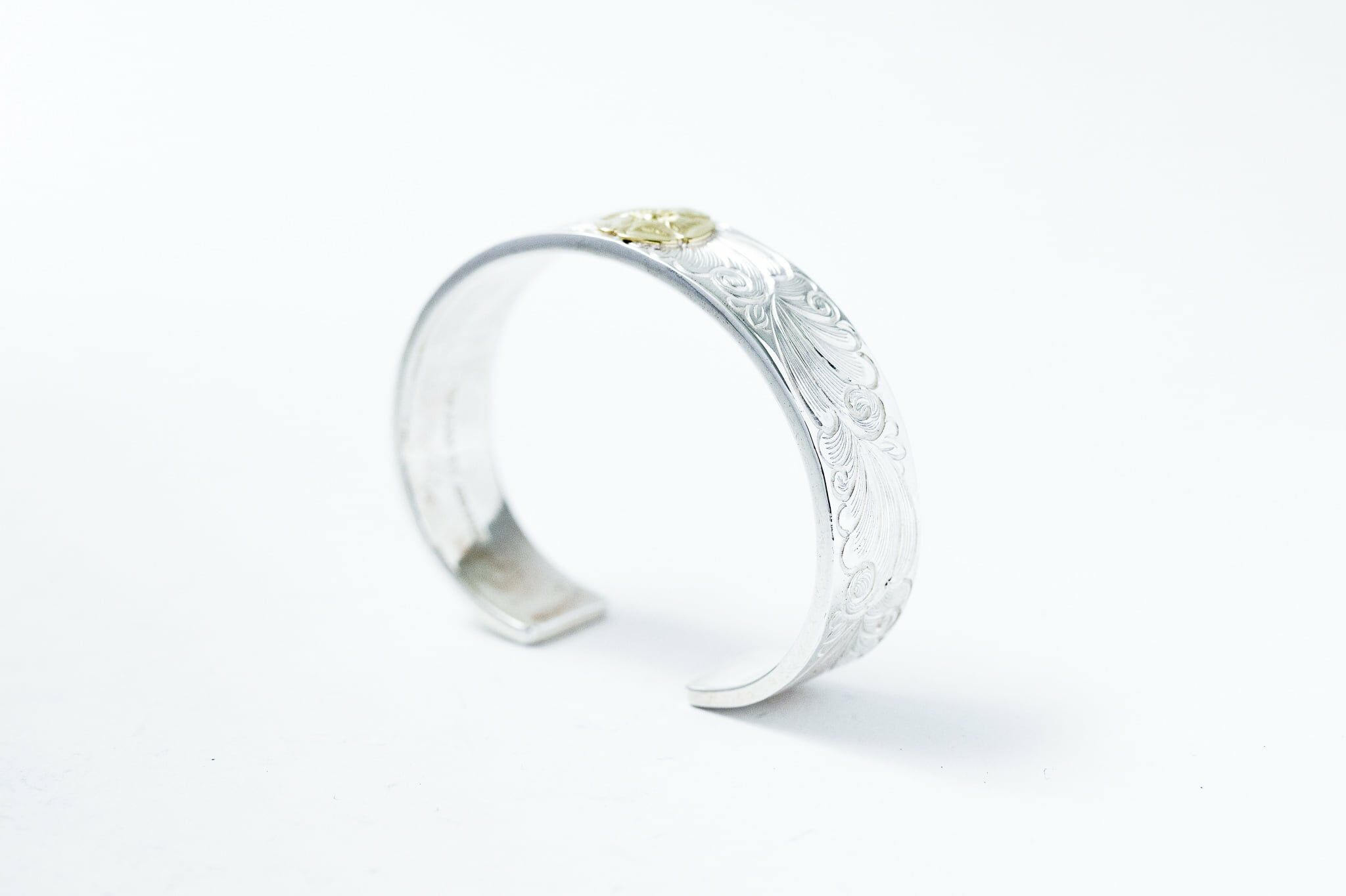 Wakan Silver Smith BN-074 平打 15mm Arabesque bangle K18 Wild Rose