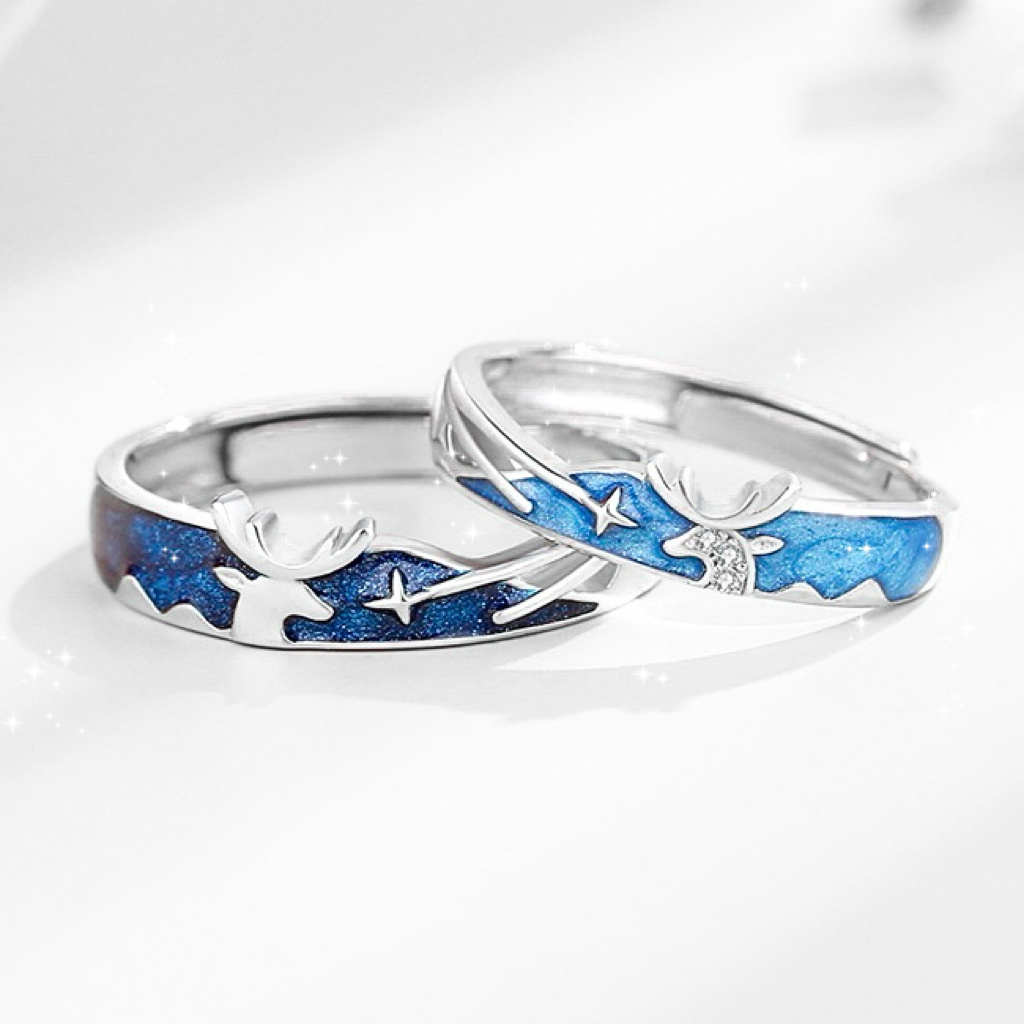 「一「鹿」🦌 有你」情侶戒指💍 ｜S925純銀或鍍銀｜活口對戒｜免費刻字✒️
