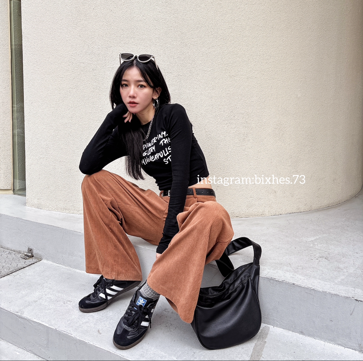 字母內絨超彈力短版長T(B00066)