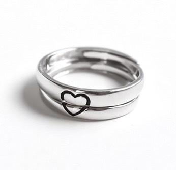 「拼愛心🩷」情侶戒指💍 ｜S925純銀或鍍銀｜活口對戒｜免費刻字✒️｜