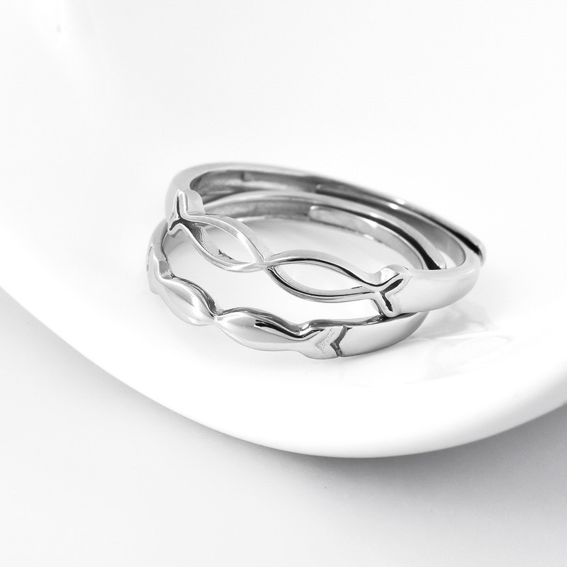 「接吻魚😘 🐟 」情侶戒指💍 ｜S925純銀或鍍銀｜活口對戒｜免費刻字✒️｜