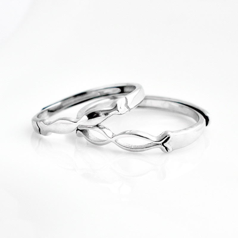 「接吻魚😘 🐟 」情侶戒指💍 ｜S925純銀或鍍銀｜活口對戒｜免費刻字✒️｜