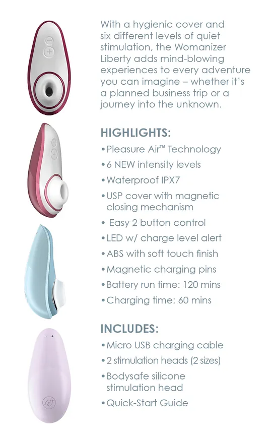 Womanizer Liberty 便攜式陰蒂吸啜器 (藍色/紅色/粉紫/玫紅)
