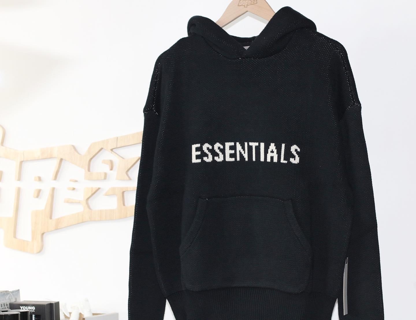 Fear Of God Essentials  Knit Hoodie BLACK