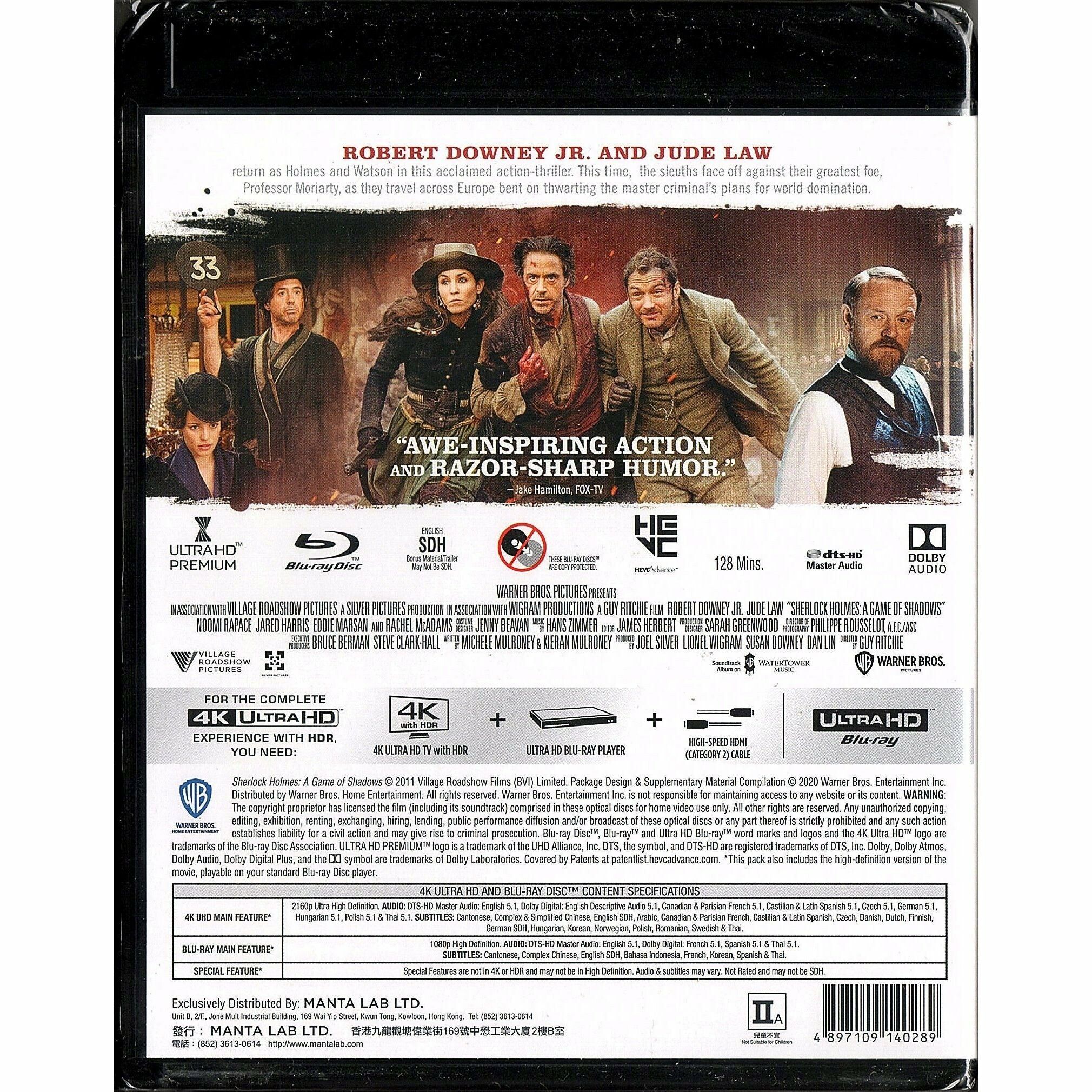 Sherlock Holmes: A Game of Shadows (2011) (4K Ultra HD + Blu-ray)