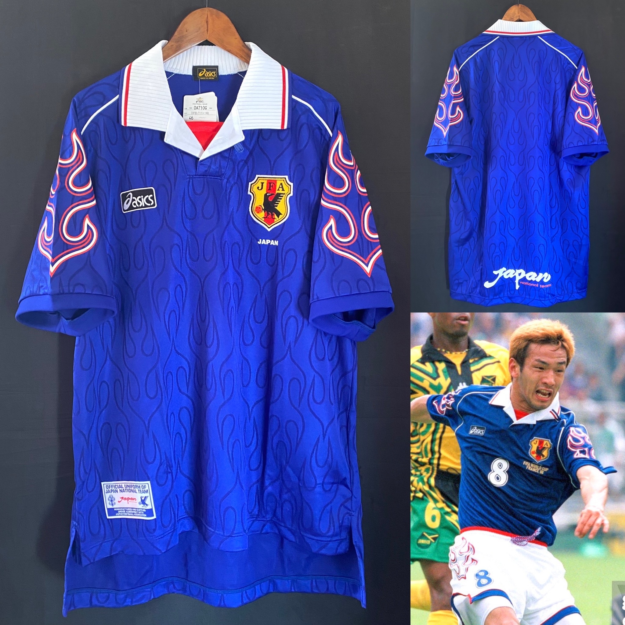 (元年有牌) 日本隊 1998 世界盃 Asics 主場球衣